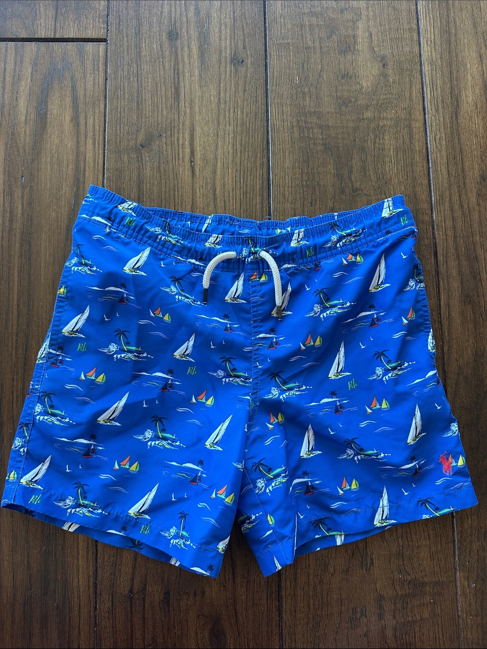 Polo by Ralph Lauren Blue Sailboat & Island Print Swim Trunks